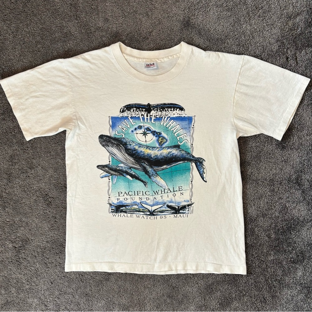 1995 Maui Whale Watch Save the Whales graphic tee